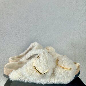 Birkenstock PAPILLIO Arizona Big Buckle Shearling Sandals Beige 37 EU / 6 6.5 US